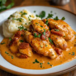 Aiguillettes de Poulet, Sauce Crémeuse au Chorizo