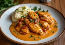 Aiguillettes de Poulet, Sauce Crémeuse au Chorizo