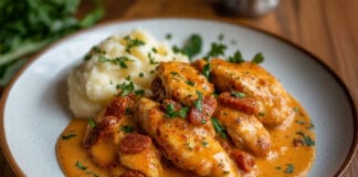 Aiguillettes de Poulet, Sauce Crémeuse au Chorizo