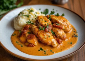 Aiguillettes de Poulet, Sauce Crémeuse au Chorizo