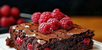 Brownie Sain au Chocolat et Framboises