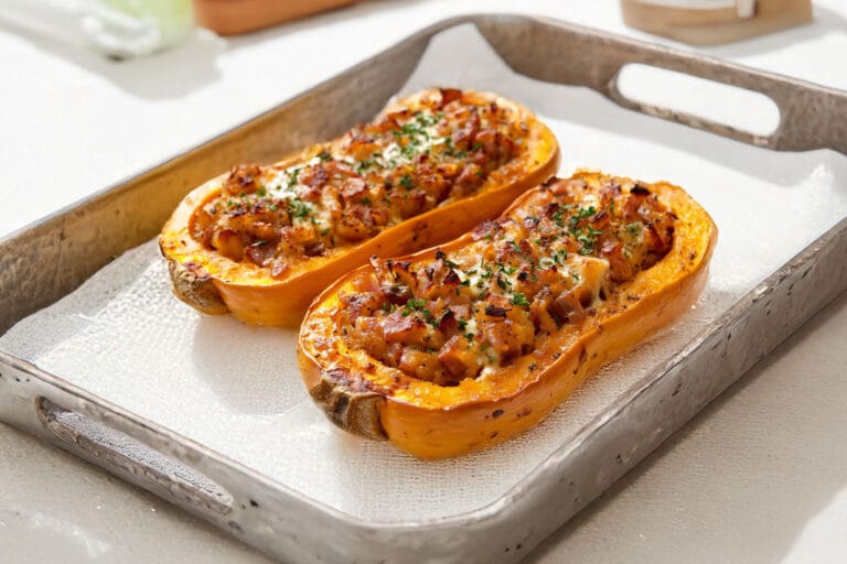Butternut Farcie aux Lardons et Fromage de Chèvre