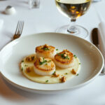 Coquilles Saint-Jacques poêlées sur lit de purée de céleri