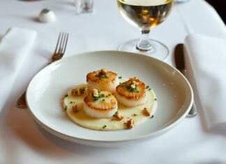 Coquilles Saint-Jacques poêlées sur lit de purée de céleri
