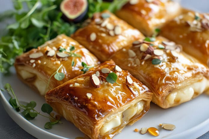 Croustillants de brie aux amandes et miel