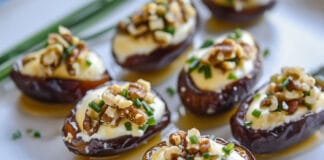 Dattes farcies au fromage frais et noix
