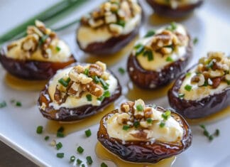 Dattes farcies au fromage frais et noix