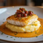 Dos de Cabillaud à la Crème de Chorizo et Écrasé de Pommes de Terre