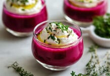 Gaspacho de betterave et chantilly au chèvre