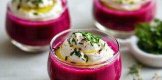 Gaspacho de betterave et chantilly au chèvre