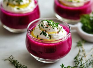 Gaspacho de betterave et chantilly au chèvre