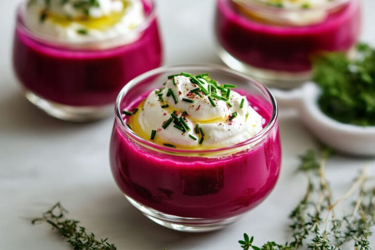 Gaspacho de betterave et chantilly au chèvre