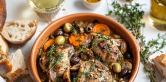 Lapin à la Moutarde de Meaux, Olives et Noix