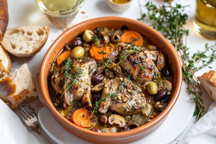 Lapin à la Moutarde de Meaux, Olives et Noix