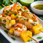 Mini brochettes de crevettes et mangue