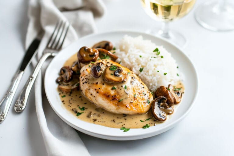 Poulet à la crème et aux morilles
