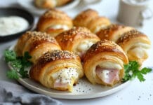 Mini Croissants au Jambon et Fromage avec Crème Fraîche