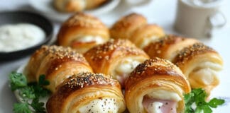 Mini Croissants au Jambon et Fromage avec Crème Fraîche