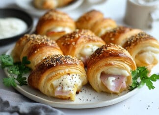 Mini Croissants au Jambon et Fromage avec Crème Fraîche
