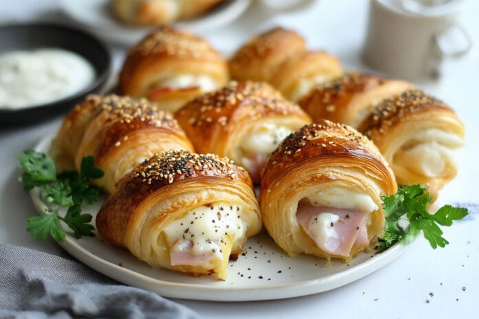 Mini Croissants au Jambon et Fromage avec Crème Fraîche