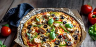 Pizza saine au chou-fleur et poulet