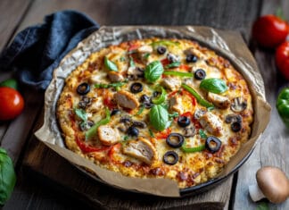 Pizza saine au chou-fleur et poulet