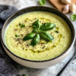 Velouté de courgettes, ail et oignon