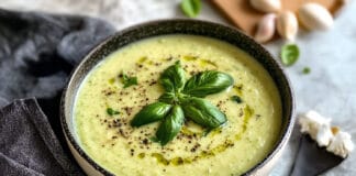 Velouté de courgettes, ail et oignon