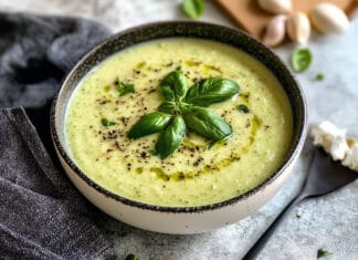 Velouté de courgettes, ail et oignon
