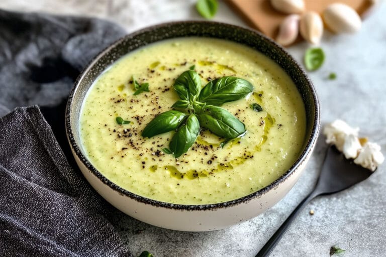 Velouté de courgettes, ail et oignon