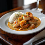 Blanquette de Saint-Jacques et Crevettes au Safran