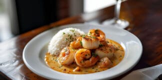 Blanquette de Saint-Jacques et Crevettes au Safran