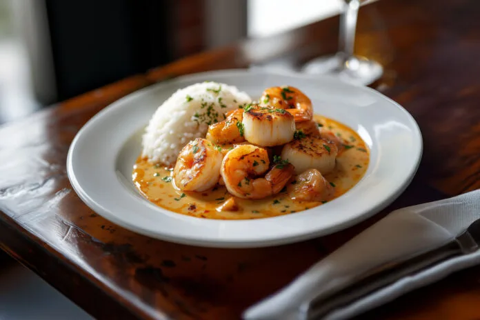 Blanquette de Saint-Jacques et Crevettes au Safran