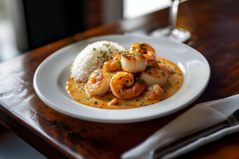 Blanquette de Saint-Jacques et Crevettes au Safran