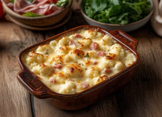 Chou-Fleur Gratiné au Jambon et à la Béchamel Classique