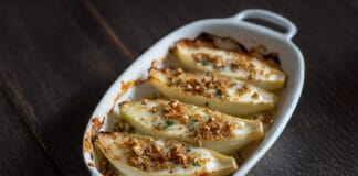 Endives gratinées au Roquefort et Noix