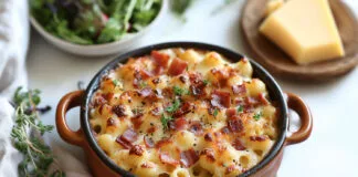 Gratin de Coquillettes à la Raclette et Lardons Croquants