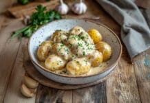 Pommes de Terre Bébés à la Sauce Crémeuse à l’Ail Pommes de Terre Bébés à la Sauce Crémeuse à l'Ail
