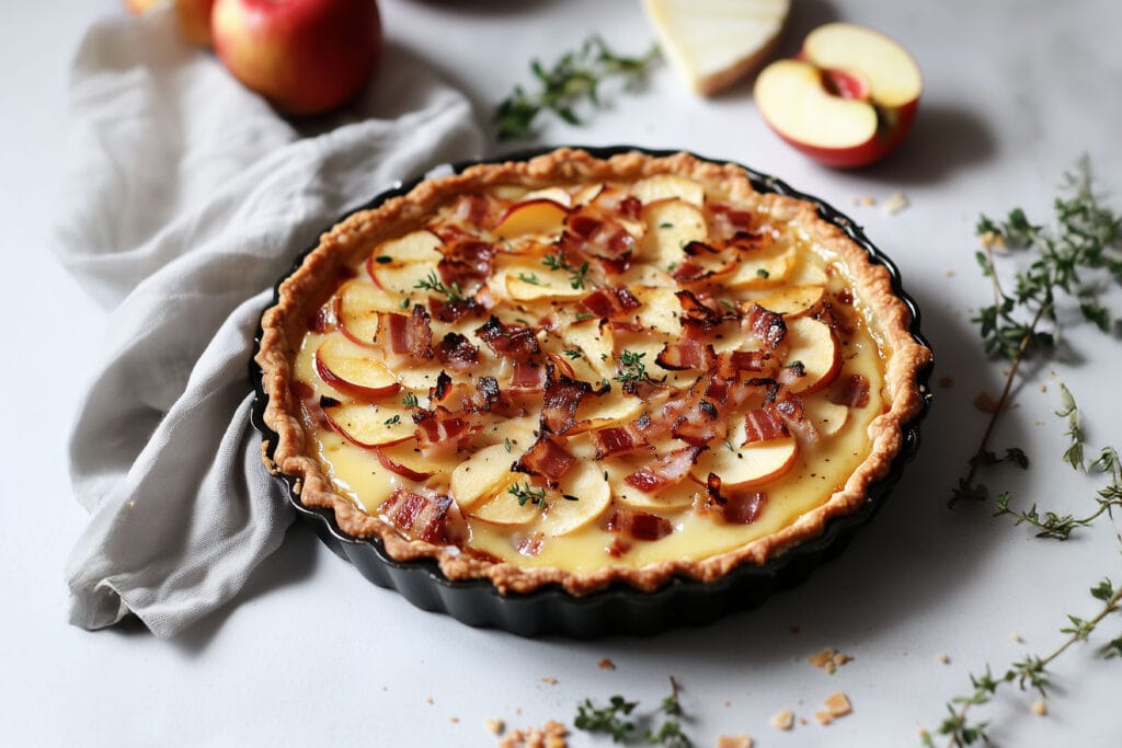 Tarte Fondante au Camembert, Lardons et Pommes
