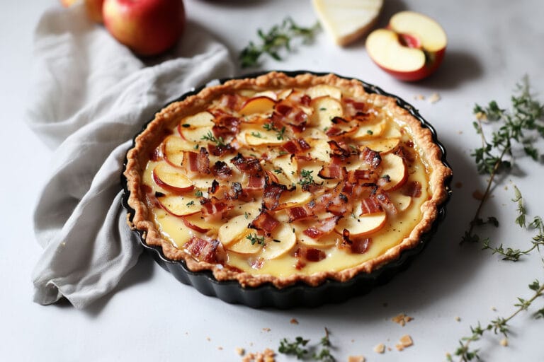 Tarte Fondante au Camembert, Lardons et Pommes