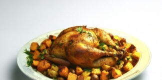 Chapon rôti et sa poêlée de légumes d’automne