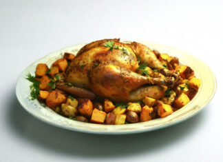 Chapon rôti et sa poêlée de légumes d’automne