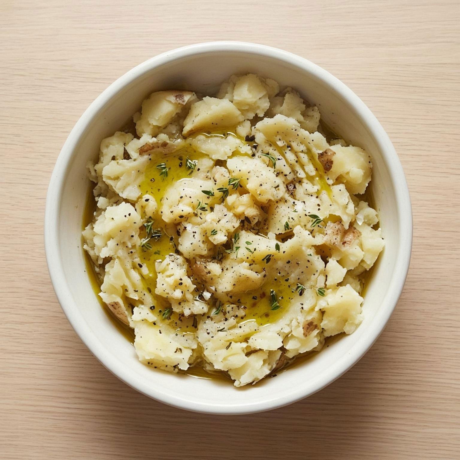 Écrasé de pommes de terre à l'huile d'olive