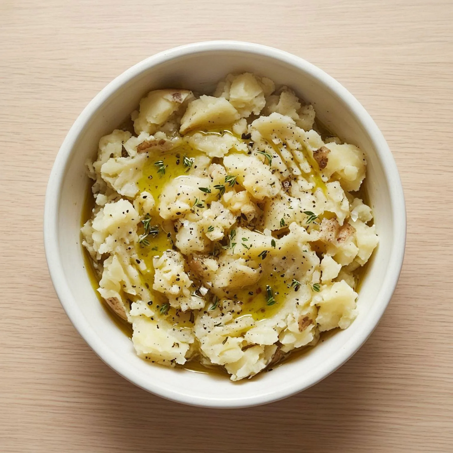 Écrasé de pommes de terre à l'huile d'olive