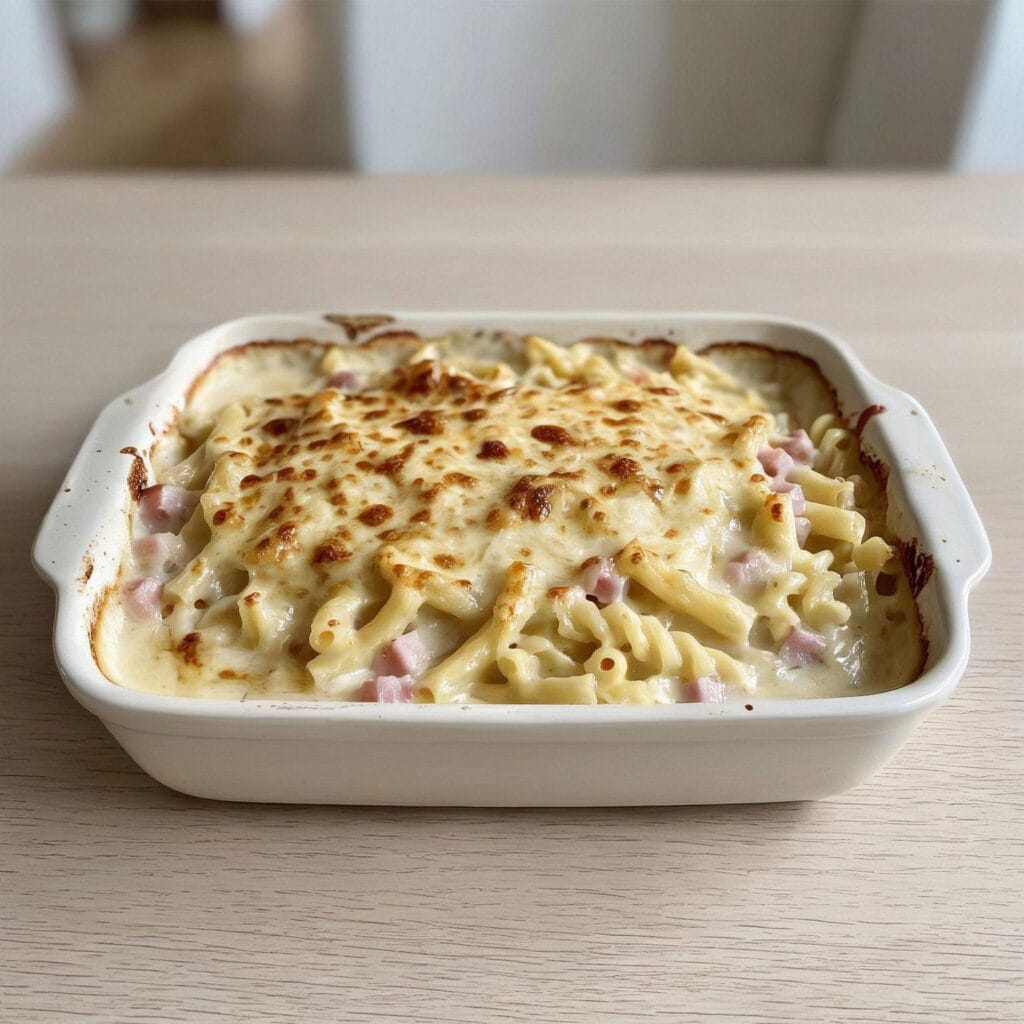 Gratin de pâtes au jambon