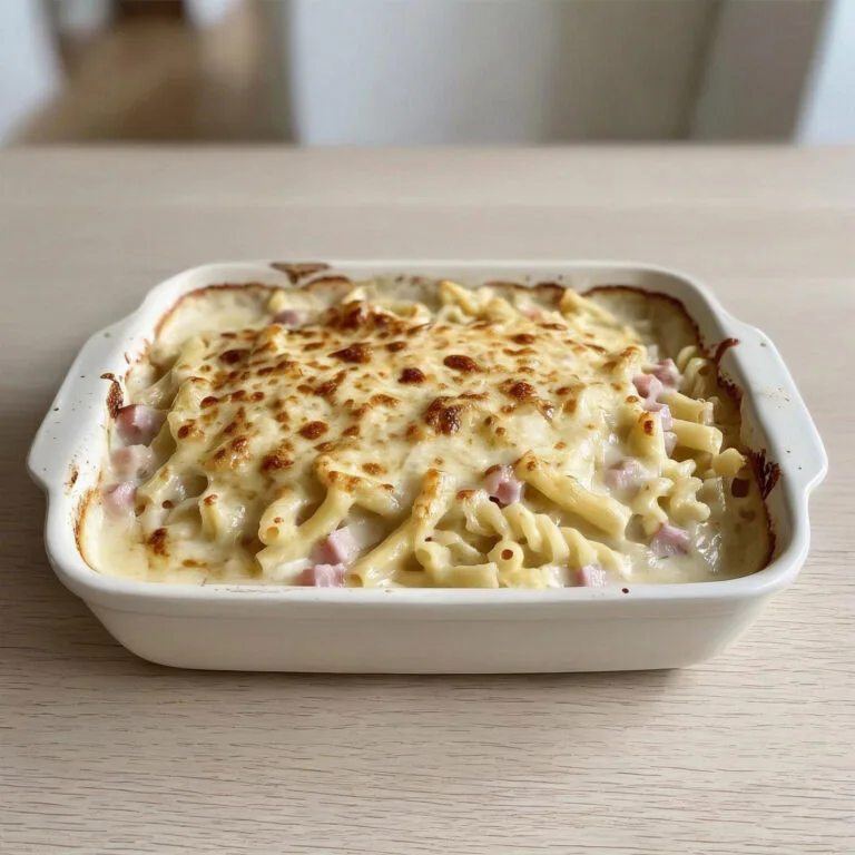 Gratin de pâtes au jambon