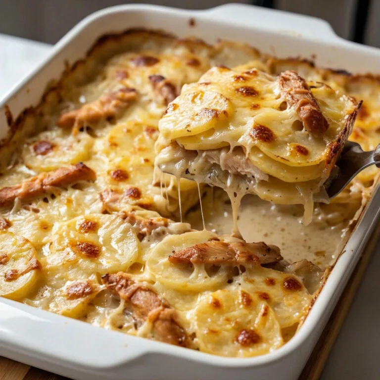 Gratin de pommes de terre au poulet fumé