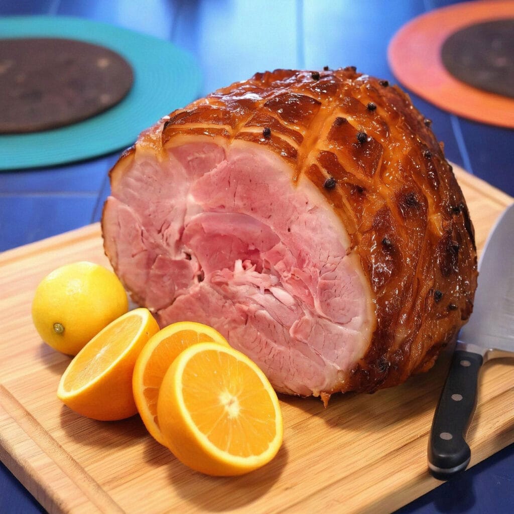 Jambon glacé à l'orange et au miel