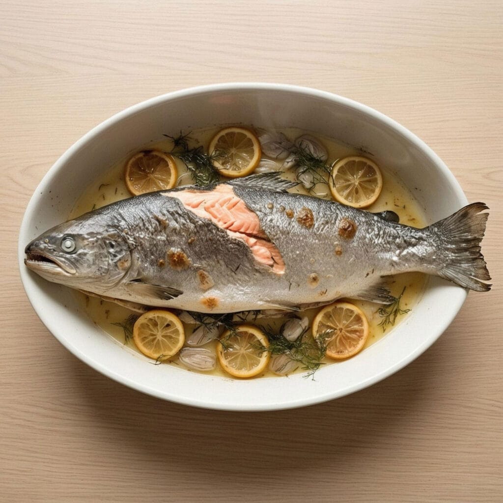 Saumon entier au four