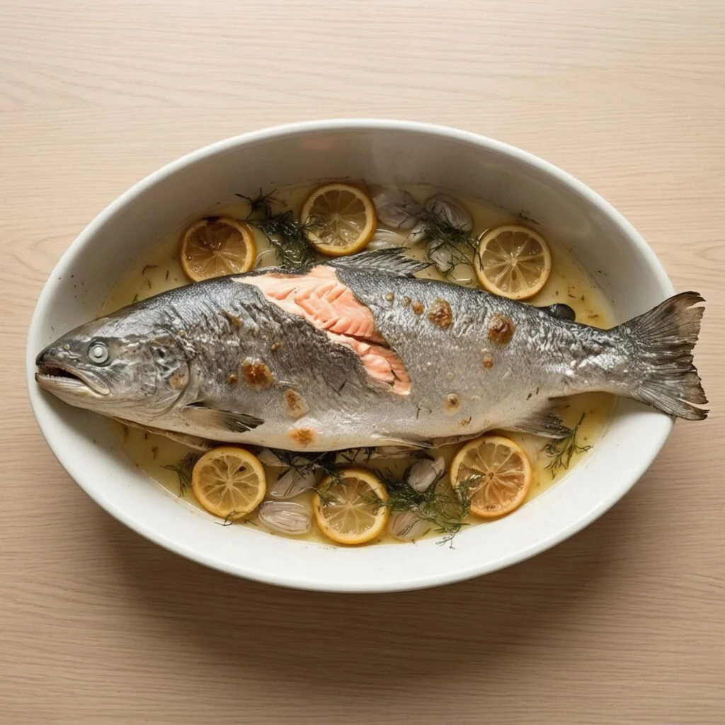 Saumon entier au four